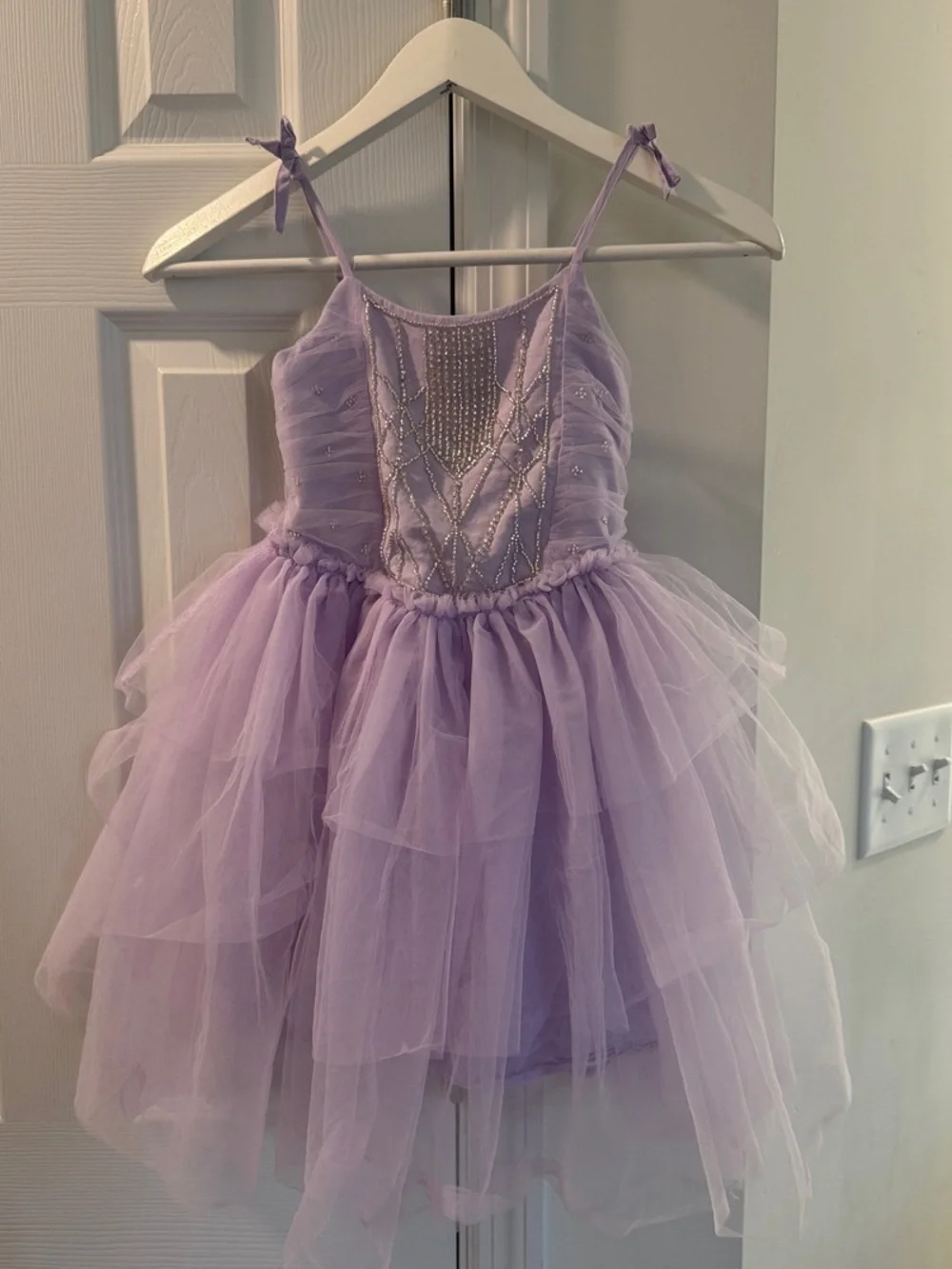 Lilac Beaded Tulle Party Dress for Girls - Formal